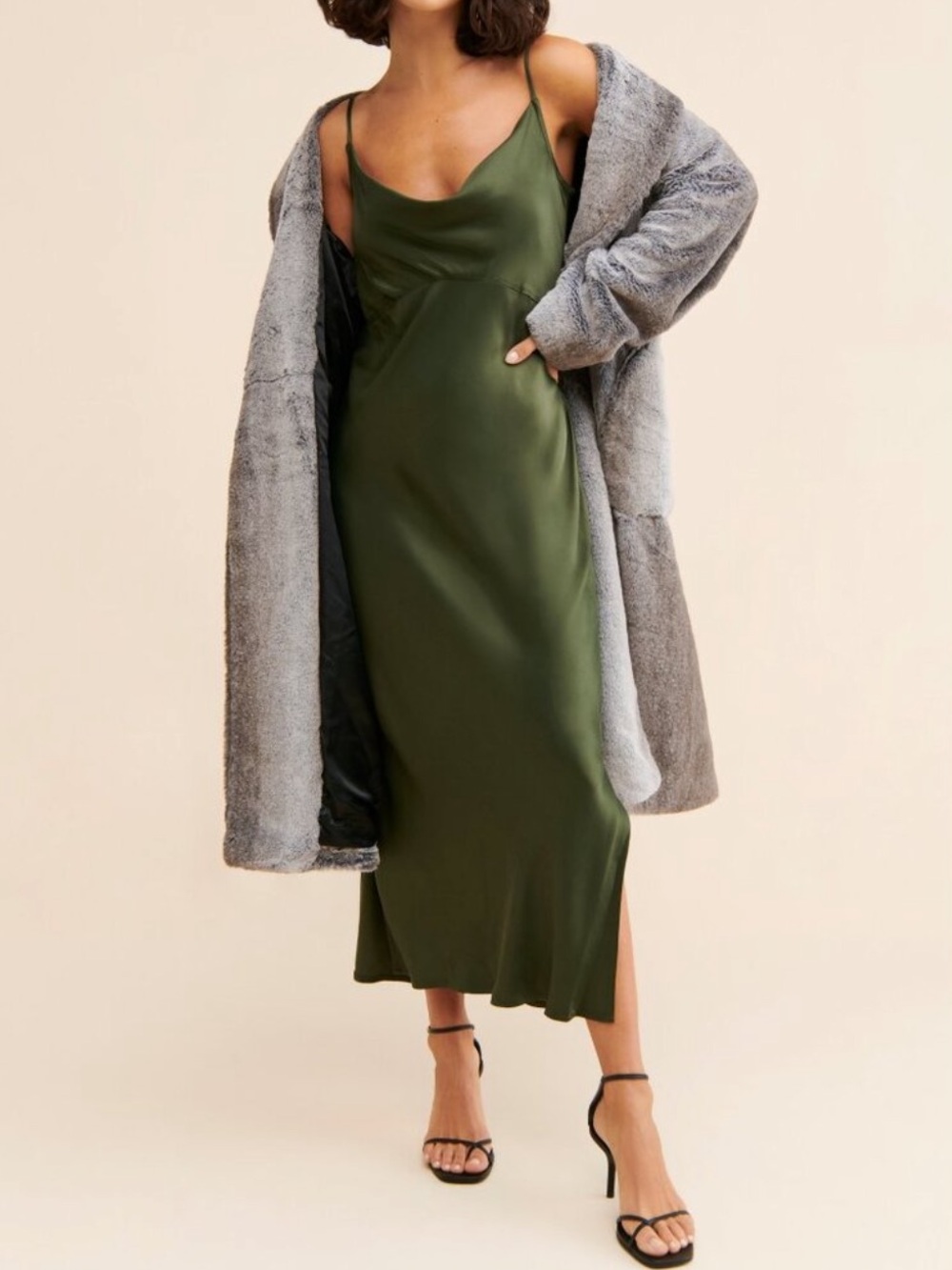 Anthropologie The Elyse Slip Dress midi
Moss Green cowl neck women’s size L